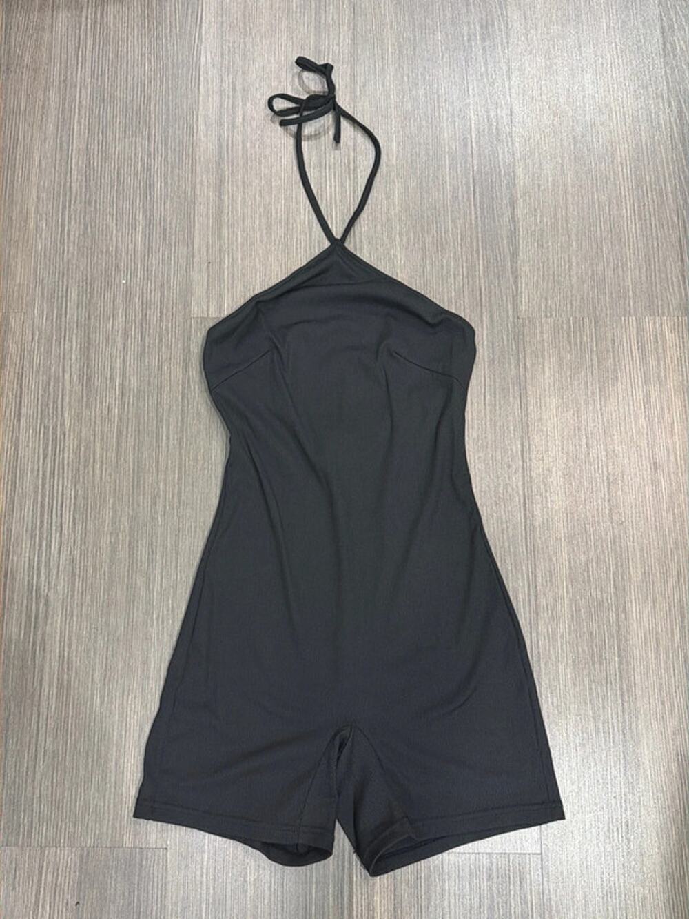 Women’s Ribbed Romper Halter Neck Jumpsuit • Small